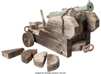 40056: Bronze Lantaka Swivel Cannon on Wooden Field Car