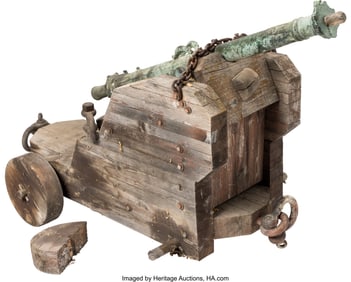40057: Bronze Lantaka Swivel Cannon on Wooden Field Car