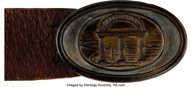 40072: A Nice Georgia Militia Reproduction Oval Belt Pl
