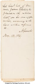 40080: Abraham Lincoln Autograph Endorsement Signed wit