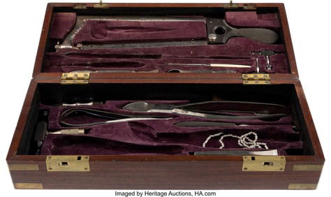 40082: Cased Civil War Surgical Amputation Kit by Herns