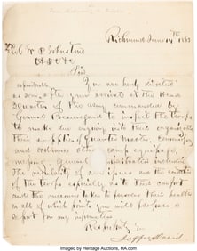 40092: Jefferson Davis Letter Signed. One p