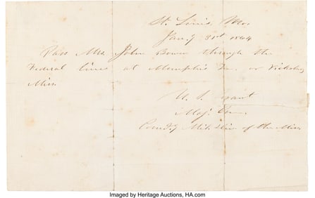 40110: Ulysses S. Grant Autograph Document Signed. On