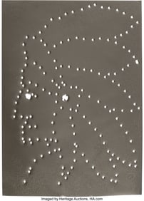 40174: Joe Bowman Hand Shot Indian Head Art on Metal Pa