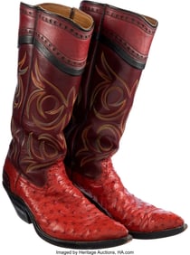 40178: Joe Bowman Personally Worn / Handmade Red Ostric