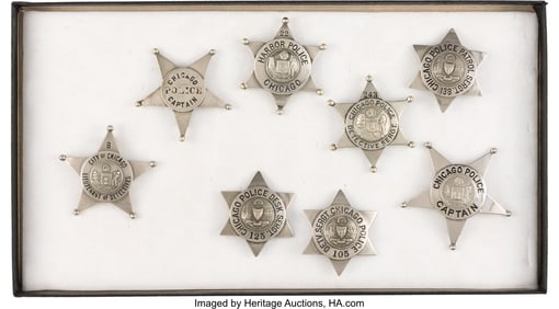 40186: Lot of Eight Vintage Chicago Law Enforcement Sta