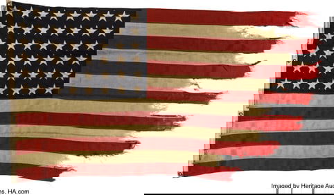 40214: WWII 48-Star Flag and Commission Pennant From Es