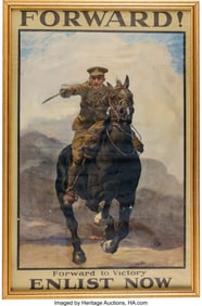 40218: British World War I Recruiting Poster, "Forward