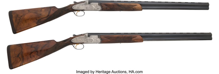40297: Cased & Highly Engraved Matched Pair of Beretta