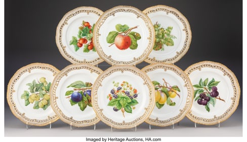 63007&colon; A Set of Eight Royal Copenhagen Flora Danica Pat