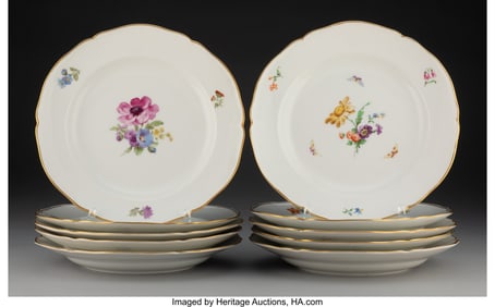 63014&colon; A Set of Ten KPM Partial Gilt and Enameled Porce