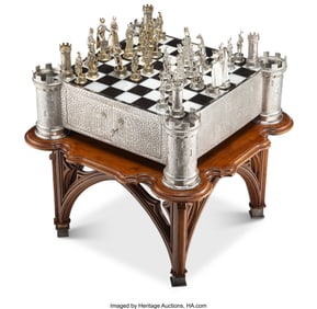 63018&colon; A German Partial Gilt Silver and Hardstone Chess