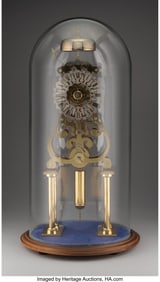 63031&colon; A Brass Skeleton Clock under Glass Dome&comma; 19th ce