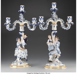 63046&colon; A Pair of Meissen Blue Onion Pattern Porcelain F