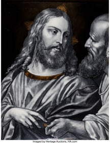 63049&colon; A Framed Limoges en Grisaille Enamel Plaque afte