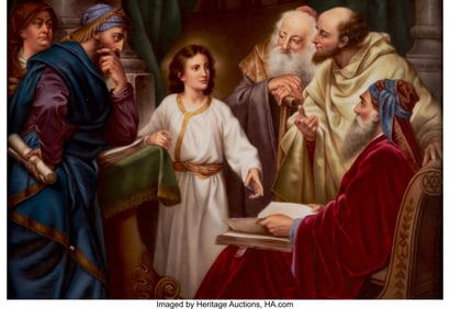 63051&colon; A Framed KPM Enameled Porcelain Plaque after Hei