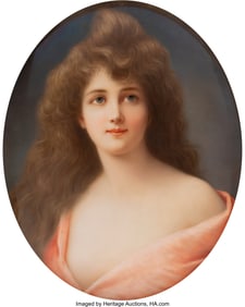 63052&colon; A Framed KPM Porcelain Portrait Plaque after Ang