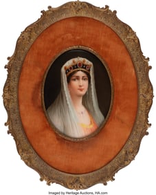 63053&colon; Two KPM Framed Portrait Plaques&comma; early 19th cent