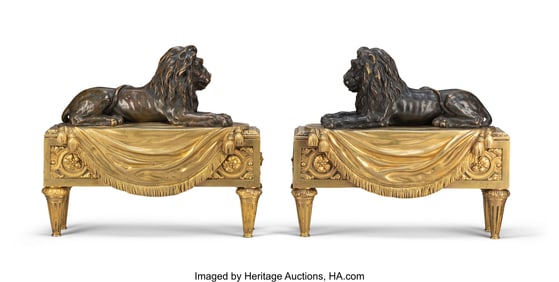 63060&colon; A Pair of Empire-Style Gilt and Patinated Bronze
