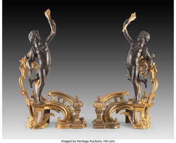 63064&colon; A Pair of Louis XV-Style Gilt Bronze Figural Che