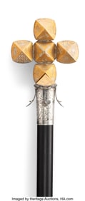 63082&colon; A Silver-Mounted Masonic Folding Ball Cane&comma; circ