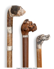 63092&colon; A Set of Three Silver-Mounted&comma; and Carved Wood C