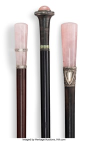 63099&colon; A Set of Three Rose Quartz&comma; Glass&comma; and Silver-Mo