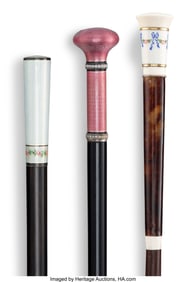 63100&colon; Three Guilloché Enameled Silver-Mounted Ebonize