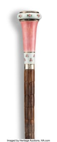 63101&colon; A Guilloché Enameled and Bamboo Cane&comma; circa 190