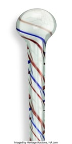 63108&colon; A British Candy Cane Colored Glass Cane&comma; circa