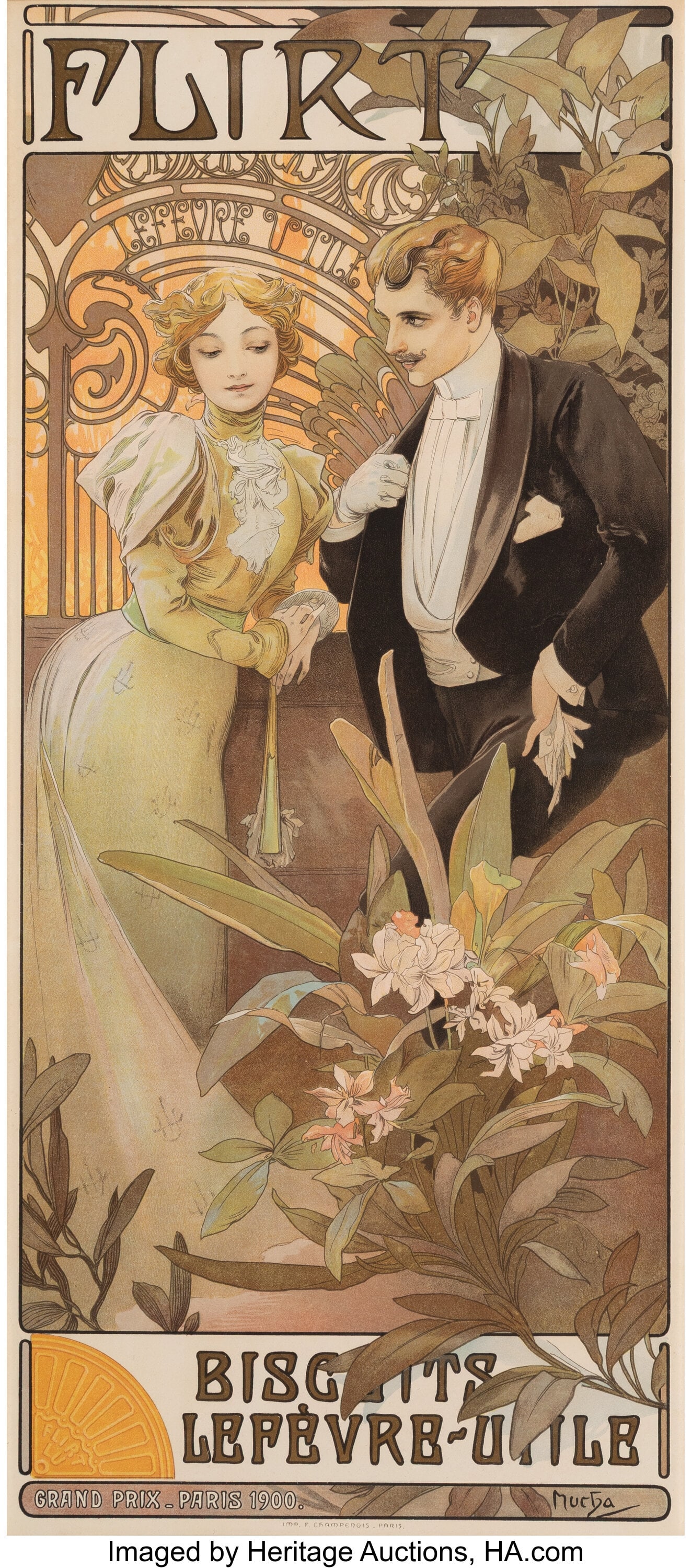28001&colon; Alphonse Mucha Flirt&comma; 1900 Lithograph in colors 
