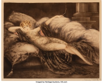 28011: Louis Icart (French, 1888-1950) Méditation (Gol