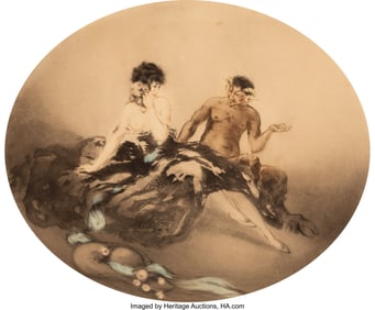 28012: Louis Icart La Bonne Histoire, 1926 Etching in c