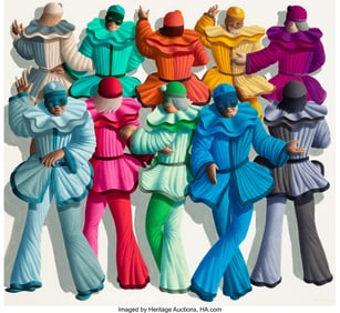 28025: American School (20th Century) Pierrot, 1989 Oil