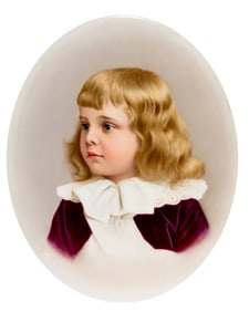 28093: A Framed KPM Porcelain Plaque: Portrait of a Boy