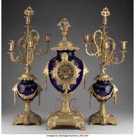 28096: A Three-Piece Louis XVI-Style Gilt Bronze Mounte