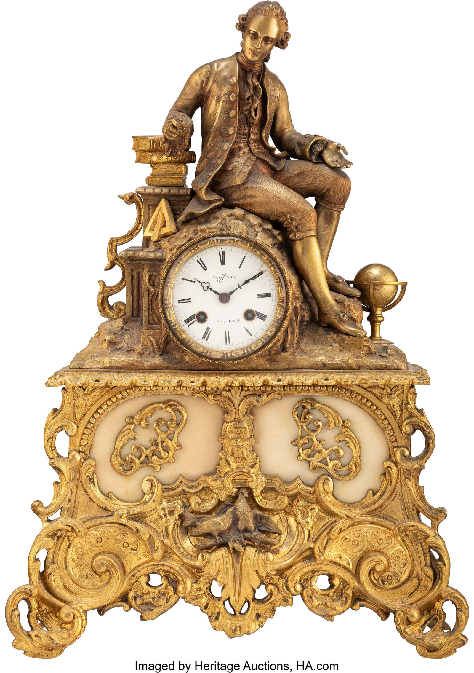 A French Gilt Bronze and Marble Figural Mantel C (1 of 4)