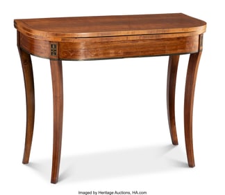 28099: A Regency Inlaid Wood Card Table in the Style of