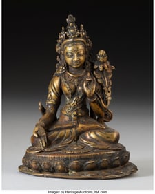 28105: A Bronze Vajrasattva Figure 5-3/4 x 4-1/2 x 3-5/
