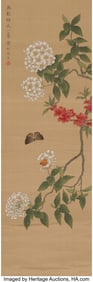 28112: Chinese School (20th Century) Butterflies and Fl