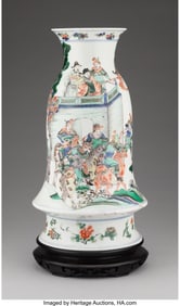 28129: A Chinese Famille Verte 'Warriors' Vase, 20th ce