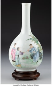 28135: A Chinese Polychrome Enameled Bottle Vase, Repub