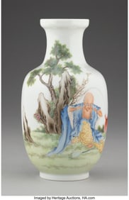 28139: A Chinese Polychrome Enameled 'Shoulao' Vase, Re