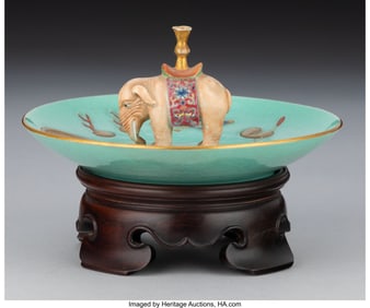 28140: A Chinese Polychrome Enameled 'Elephant' Dish, 2