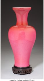 28153: A Chinese Ruby Red Glazed Baluster Vase, 20th ce