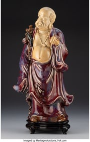 28154: A Chinese Flambé-Glazed Figure of Dongfang Shuo
