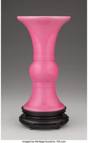28157: A Chinese Pink Glazed Gu-Form Vase, 20th century