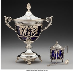 28185: Two American Silver-Plated and Glass Table Artic