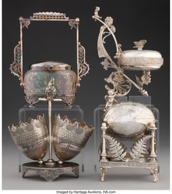 28186: Four American Silver-Plated and Glass Table Arti