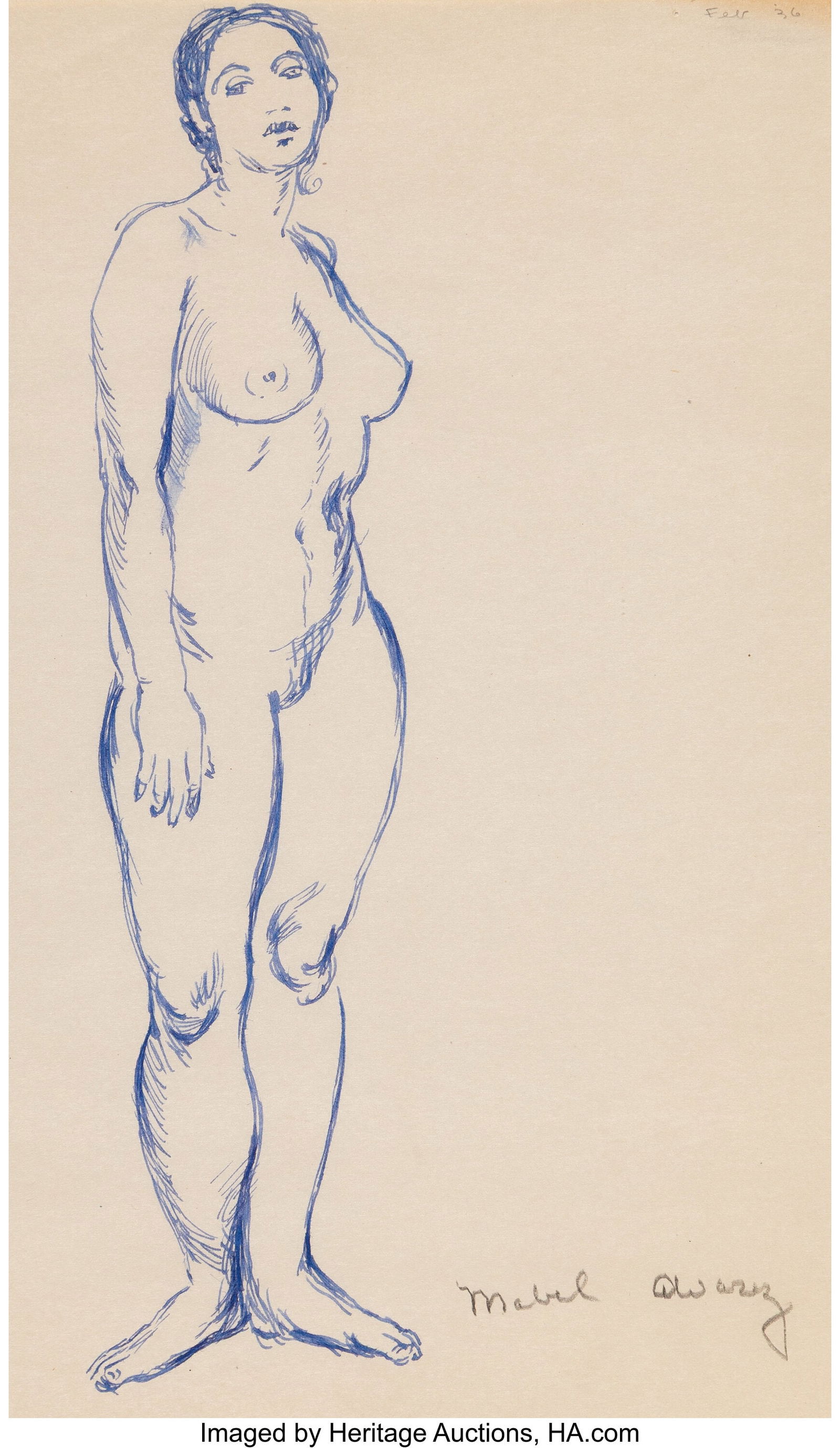 Mabel Alvarez (American, 1891-1985) Standing Nud: Mabel Alvarez (American, 1891-1985) Standing Nude (three works) Ink on paper each 12 x 9 inches (30.5 x 22.9 cm) (sheet) Each signed along l